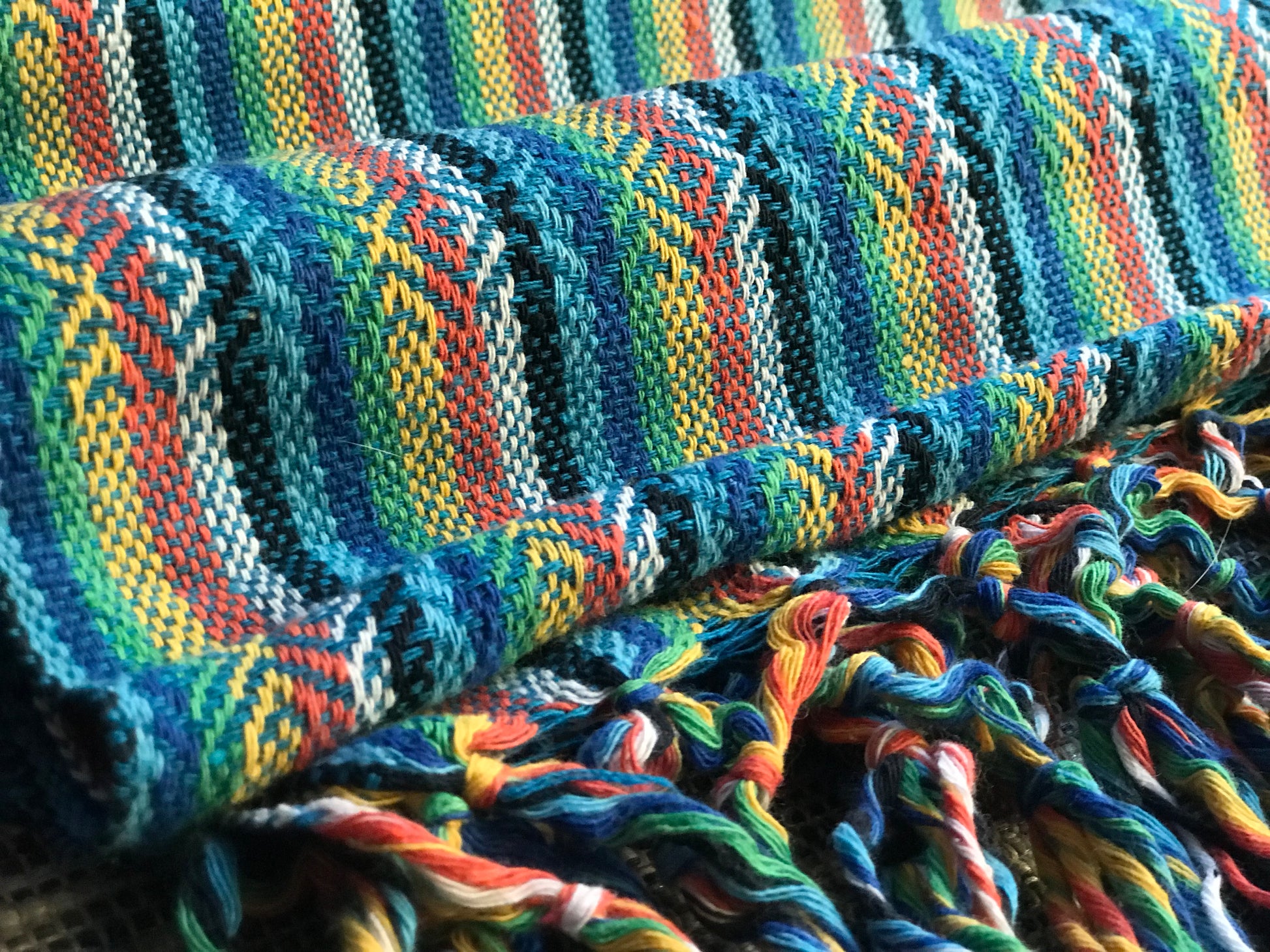 Mexican Rebozo Shawl - Blue Rainbow - Lola My Love