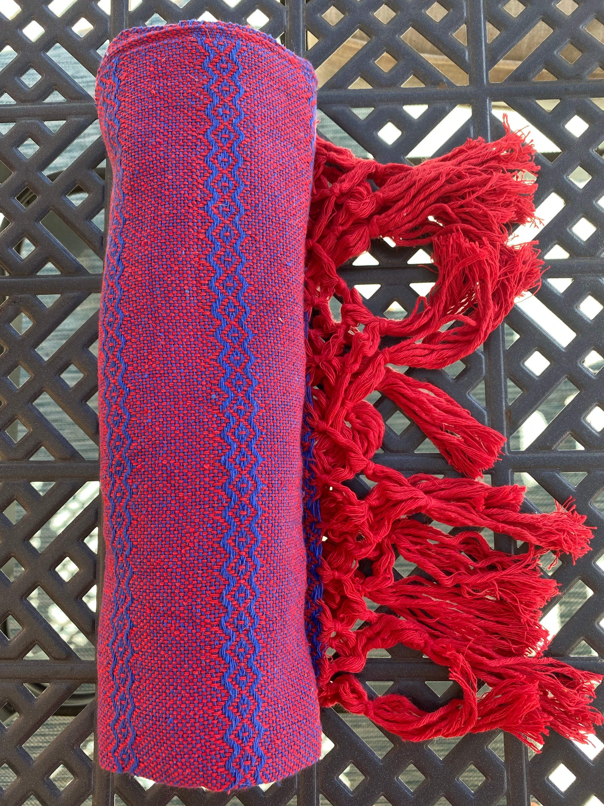 Mexican Rebozo Shawl - Red & Blue - Rebozo Shop Lola My Love
