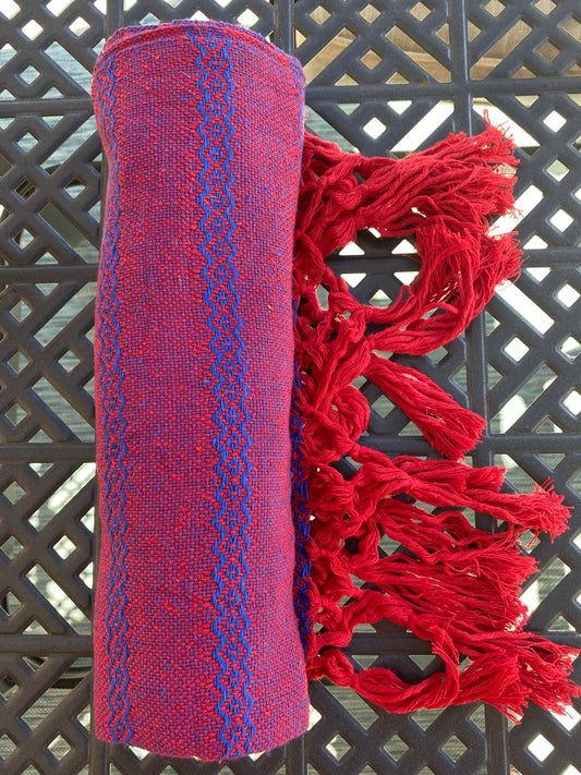 Mexican Rebozo Shawl - Red & Blue - Rebozo Shop Lola My Love