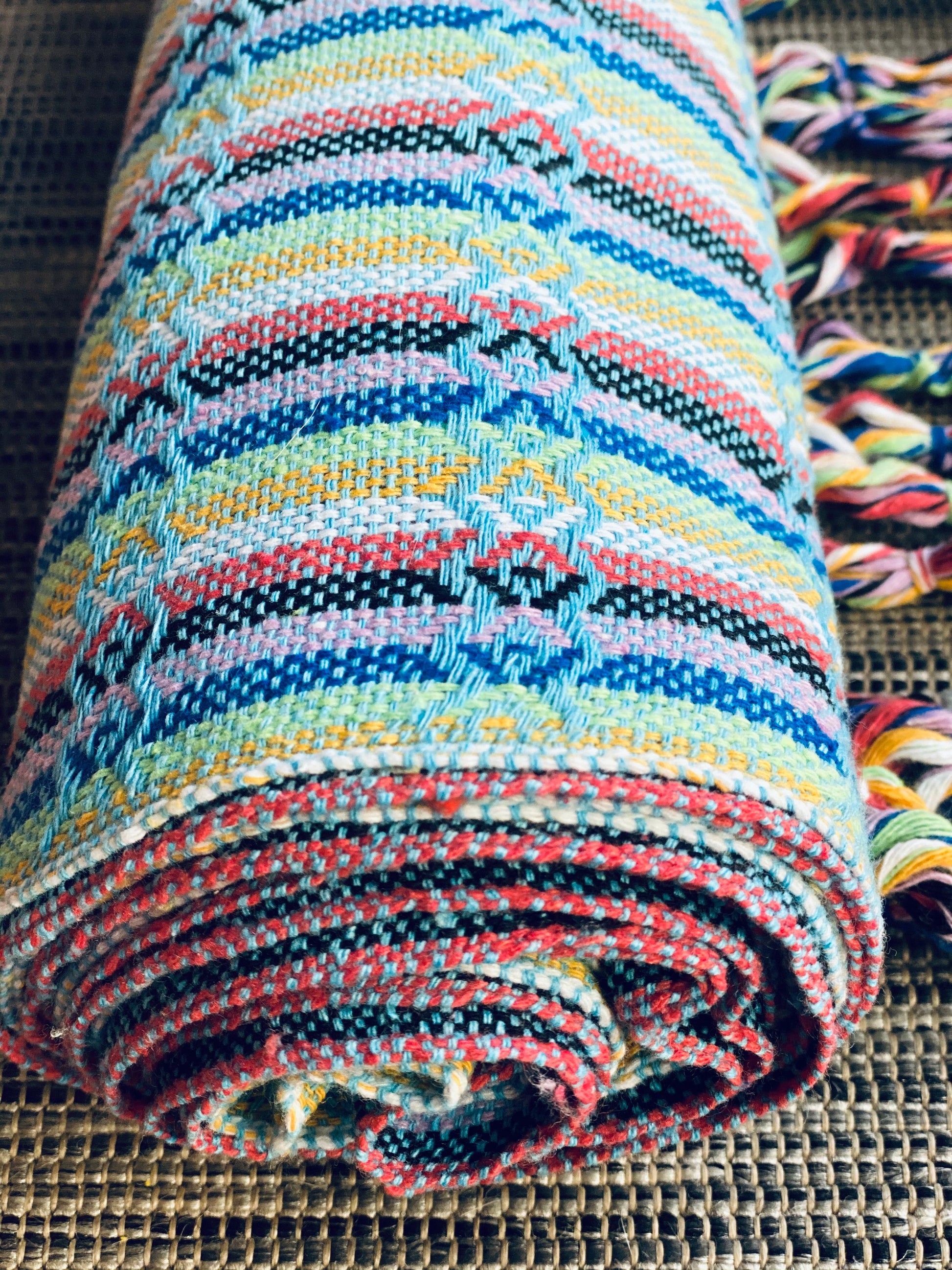 Mexican Rebozo Shawl - Arctic Blue Rainbow - Rebozo Shop Lola My Love
