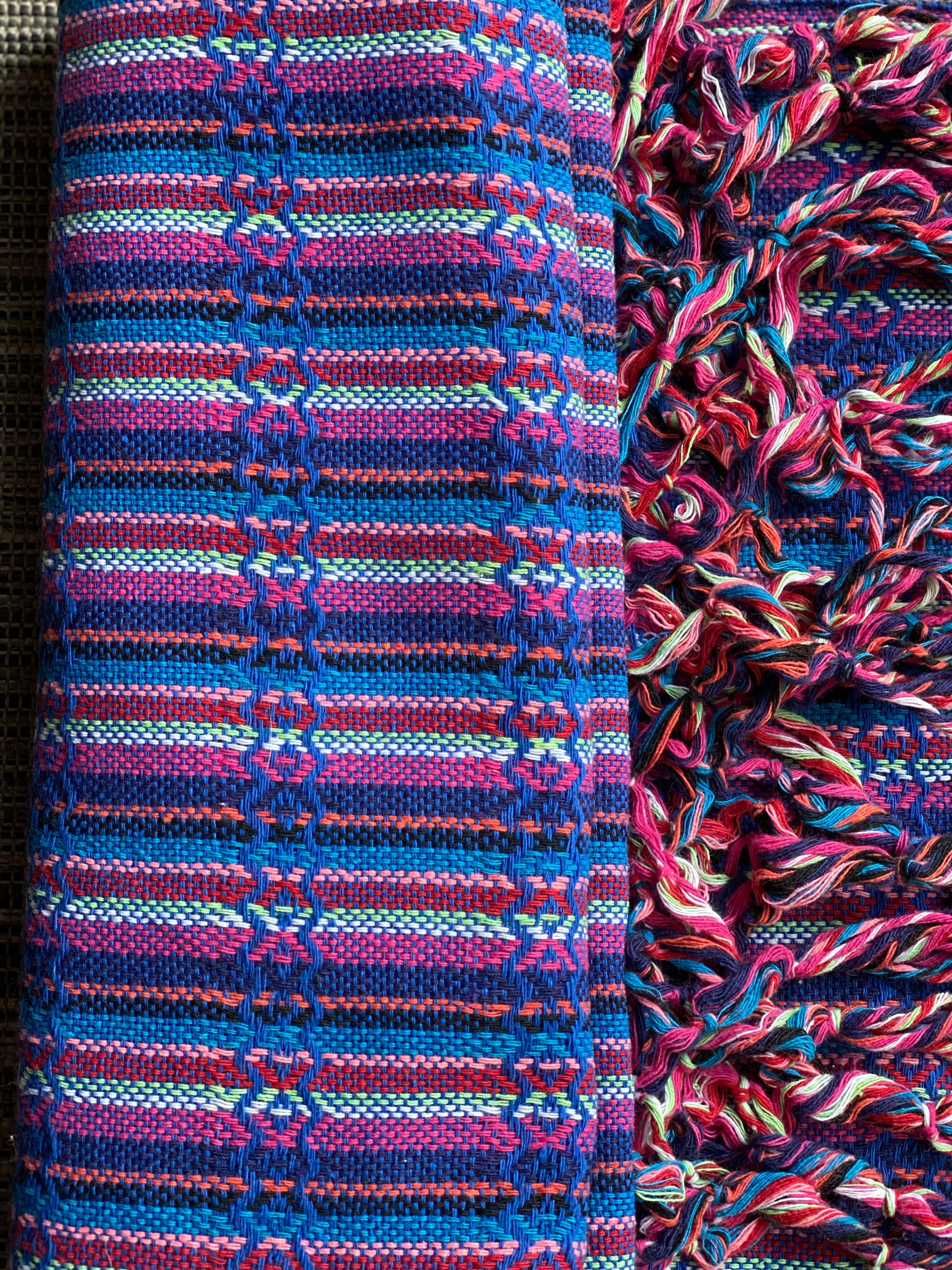 Mexican Rebozo Shawl - Lapis Rainbow - Rebozo Shop Lola My Love