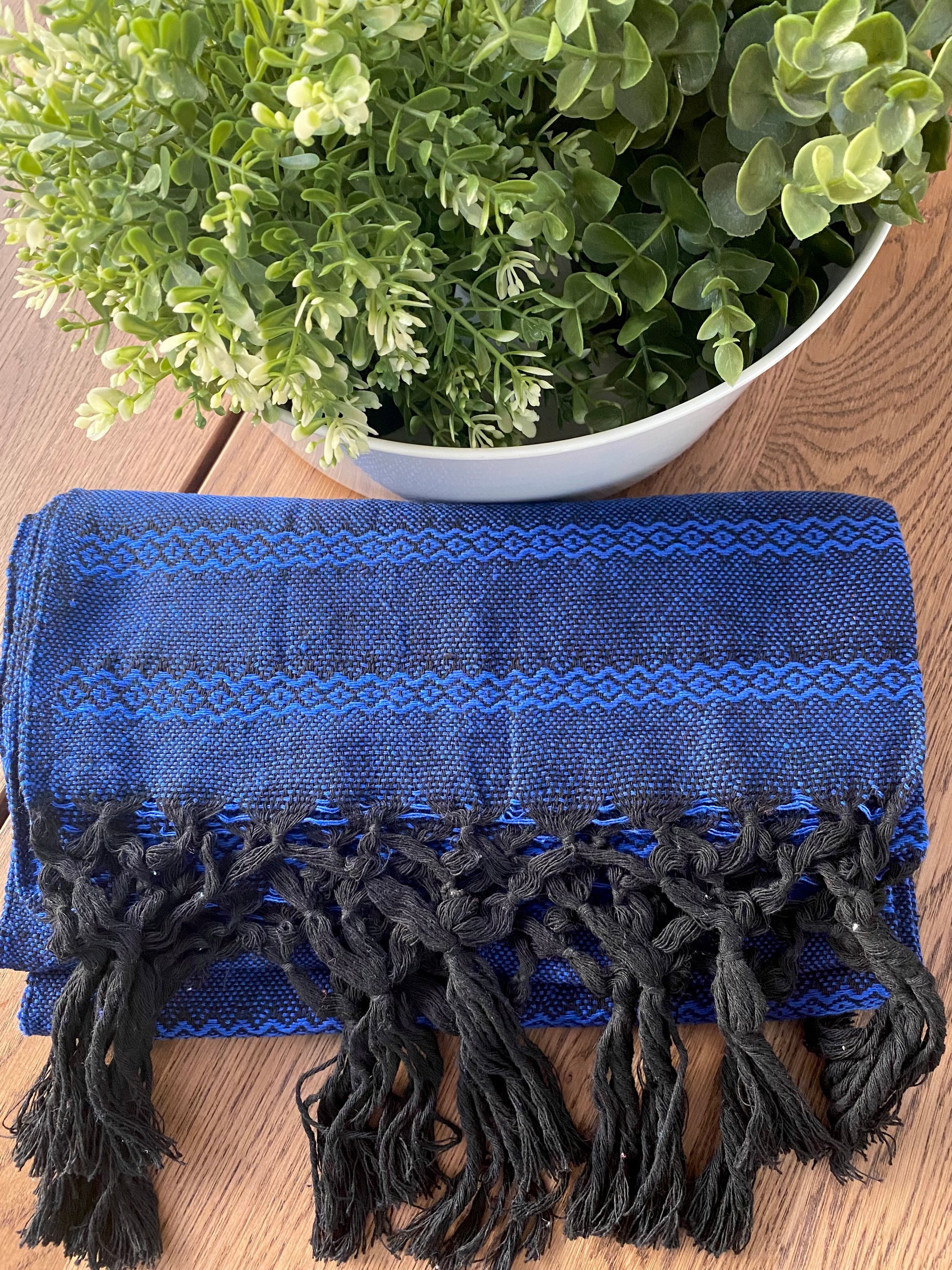 Mexican Rebozo Shawl - Deep Ocean - Lola My Love