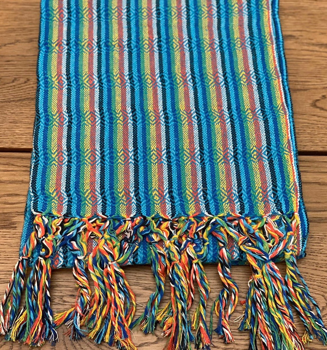 Mexican Rebozo Shawl - Blue Rainbow - Lola My Love