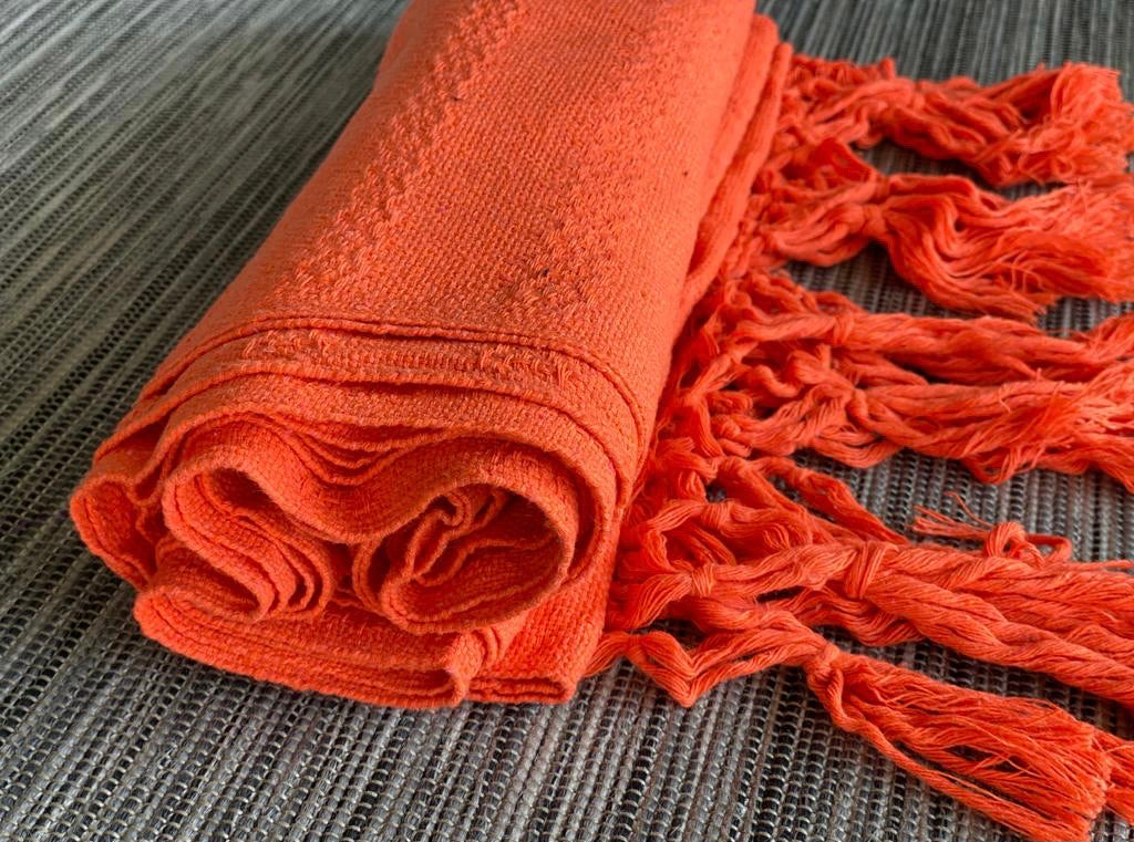 Mexican Rebozo Shawl - Orange Juicy - Lola My Love