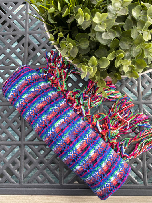 Mexican Cotton Rebozo & Baby Wrap - Lapis Rainbow