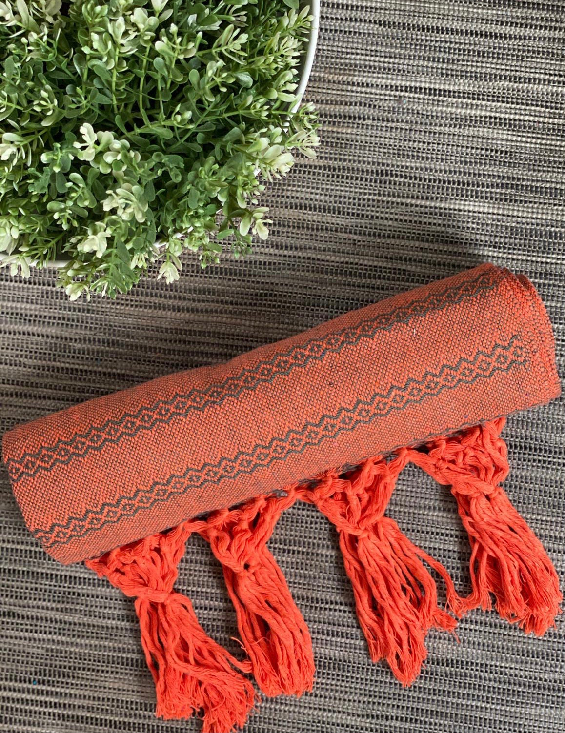 UNIQUE PIECE Mexican Rebozo Shawl - Orange Gray-Lola My Love