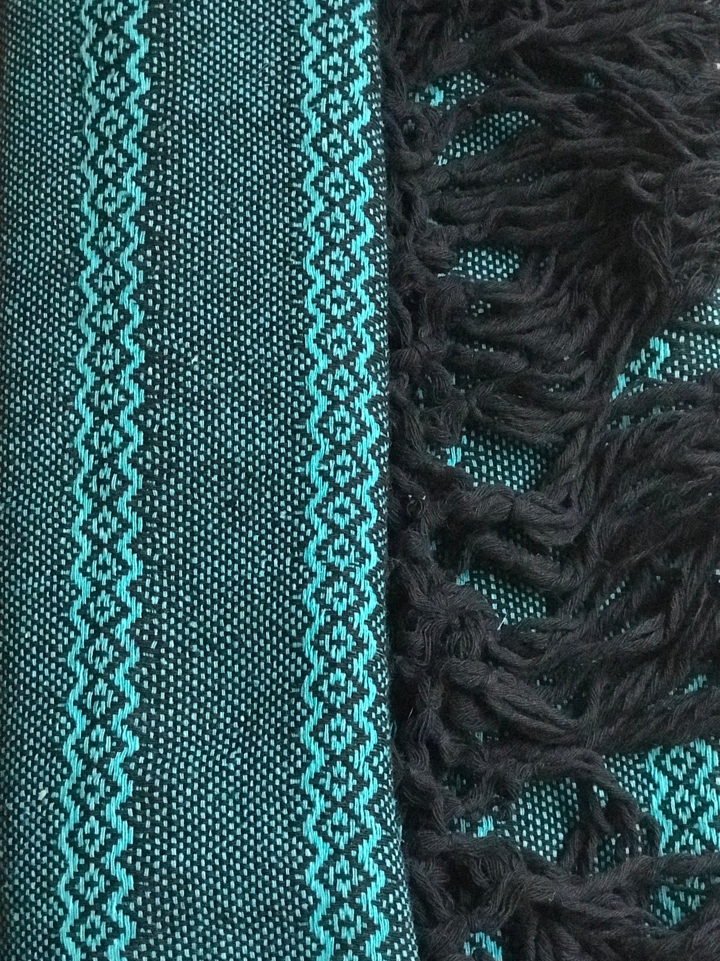 Mexican Rebozo Shawl - Deep Aqua - Lola My Love