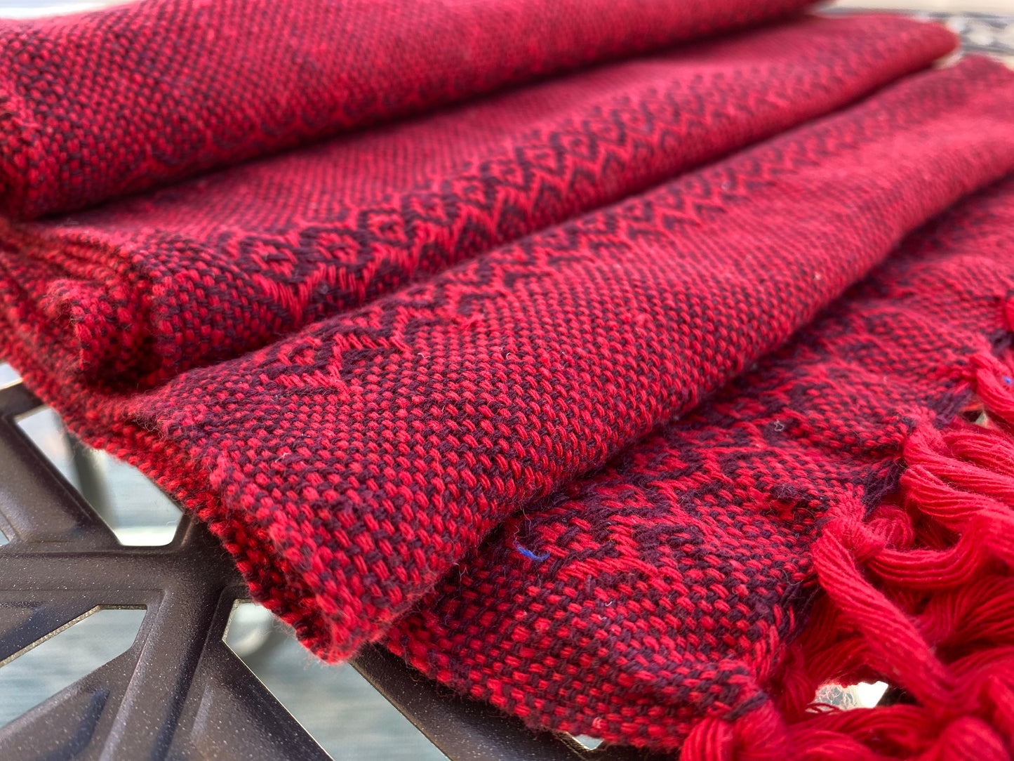 Châle et Porte-Bébé Rebozo en Coton Mexicain - Chocolat Rouge