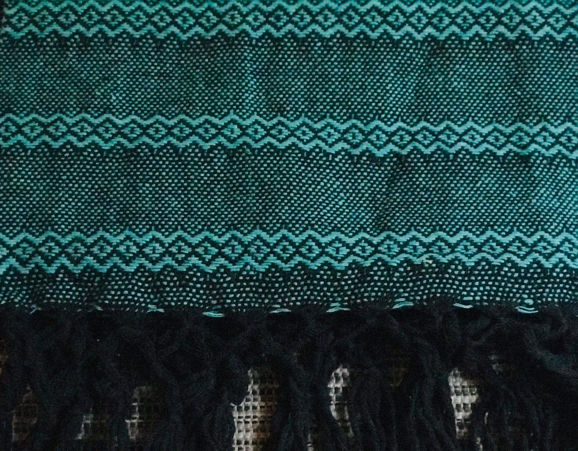 Mexican Rebozo Shawl - Deep Aqua - Lola My Love