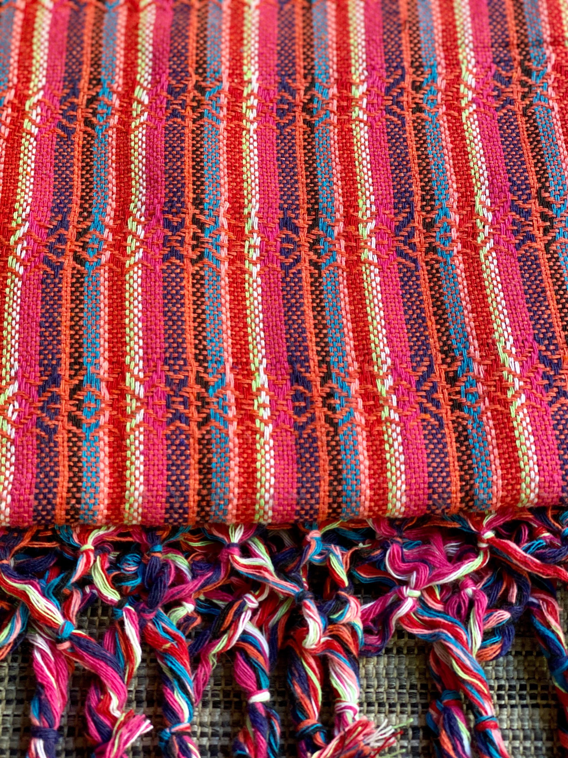 Mexican Rebozo Shawl - Coral Rainbow - Rebozo Shop Lola My Love