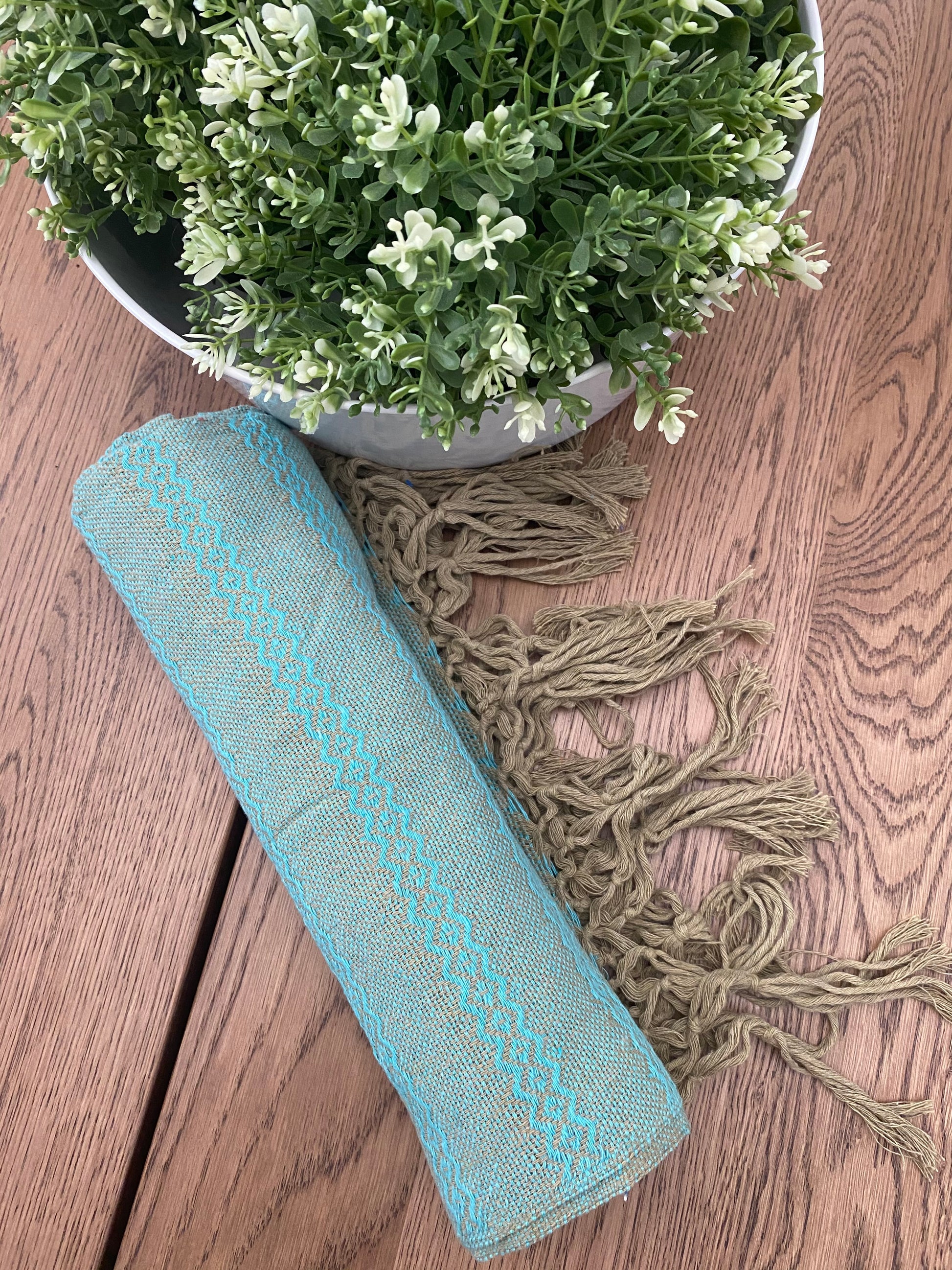 Mexican Rebozo Shawl - Aqua Gold - Rebozo Shop Lola My Love