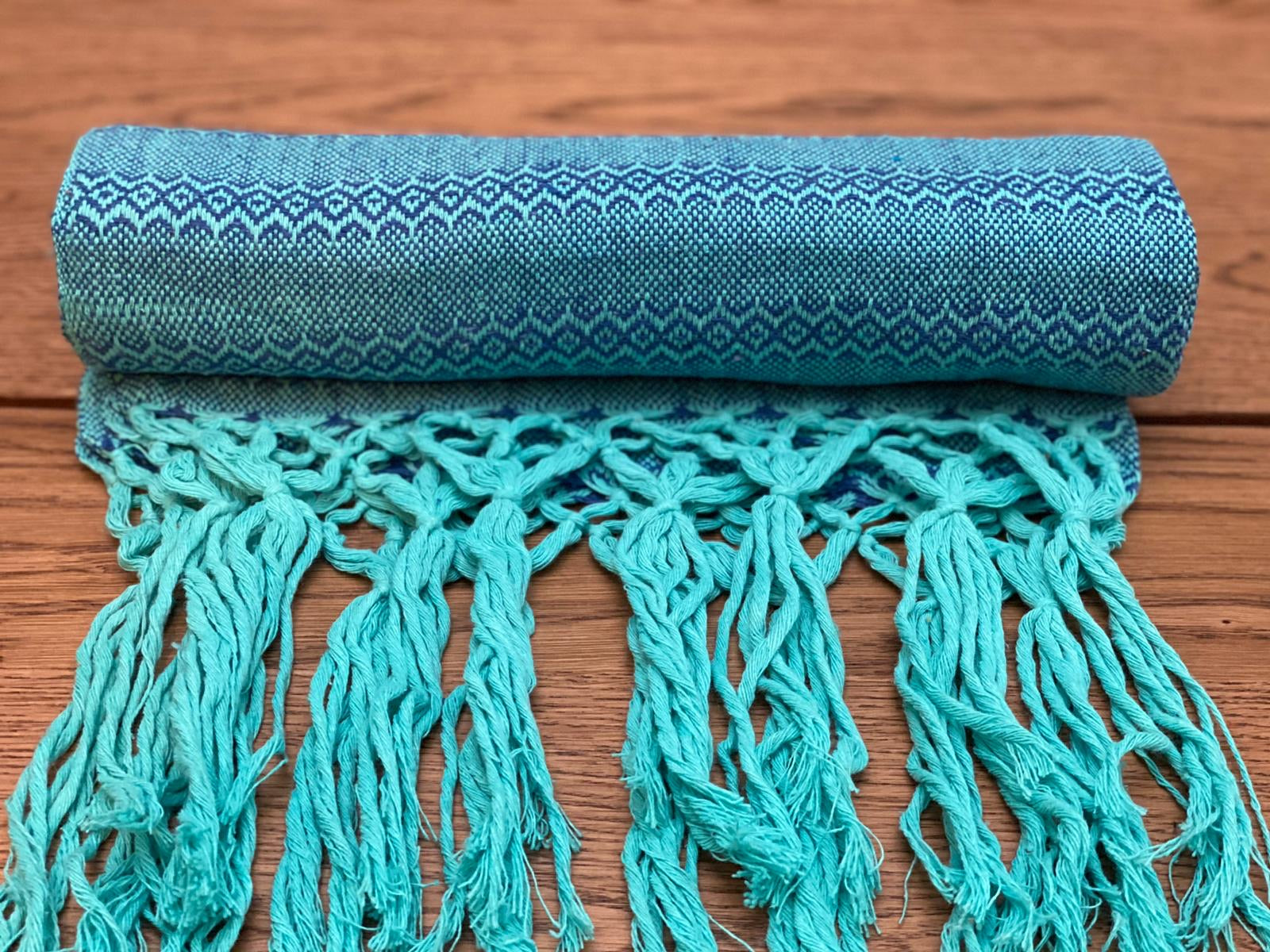 Mexican Rebozo Shawl - Blue Lagoon - Lola My Love