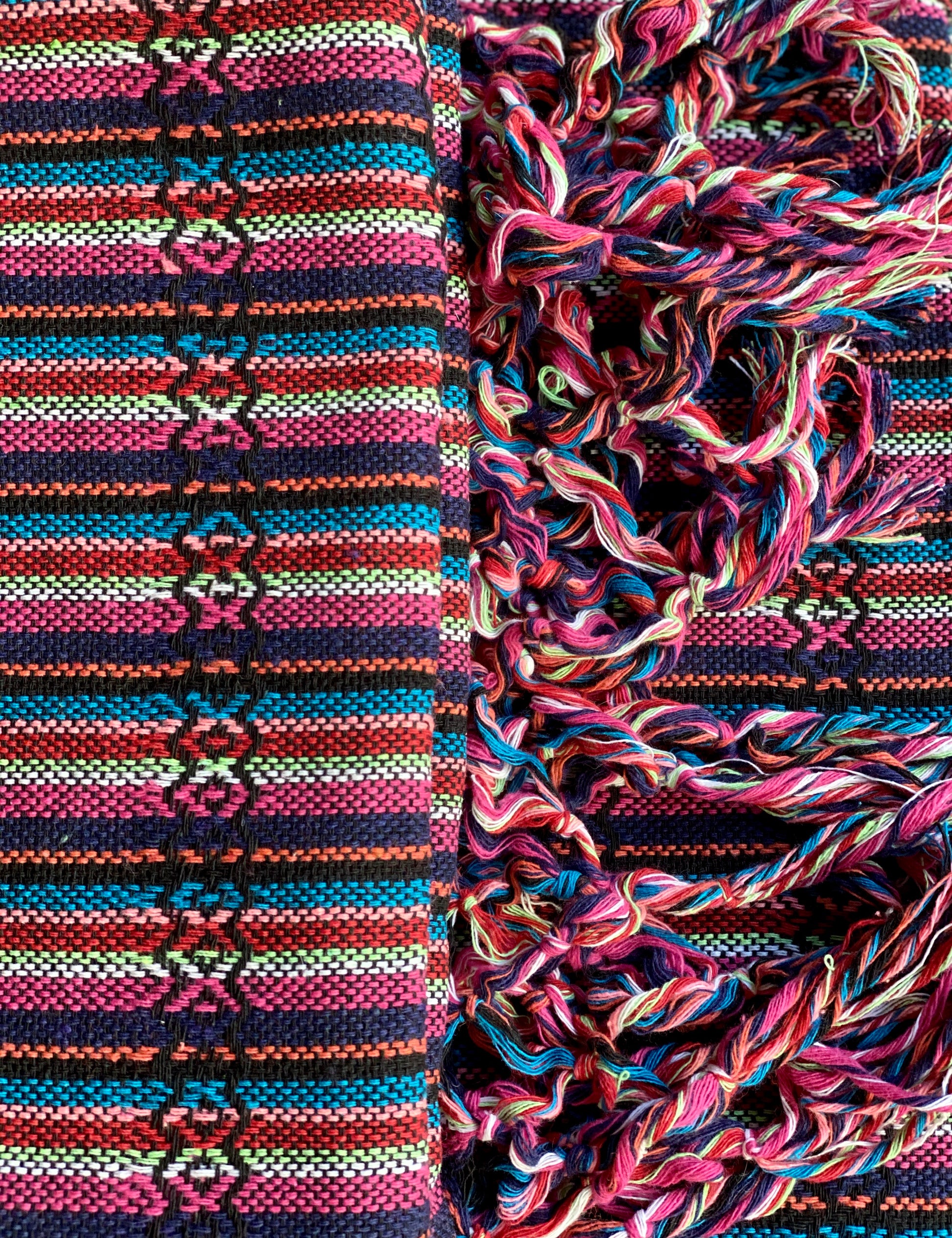 Mexican Rebozo Shawl - Coal Black Rainbow - Rebozo Shop Lola My Love