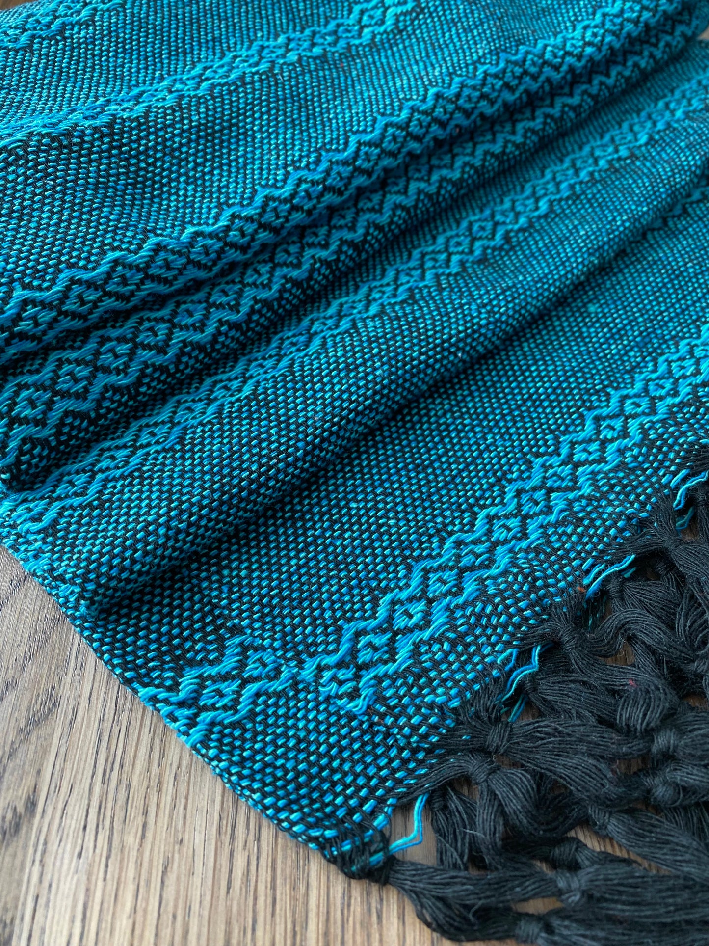 Mexican Rebozo Shawl - Deep Aqua - Lola My Love