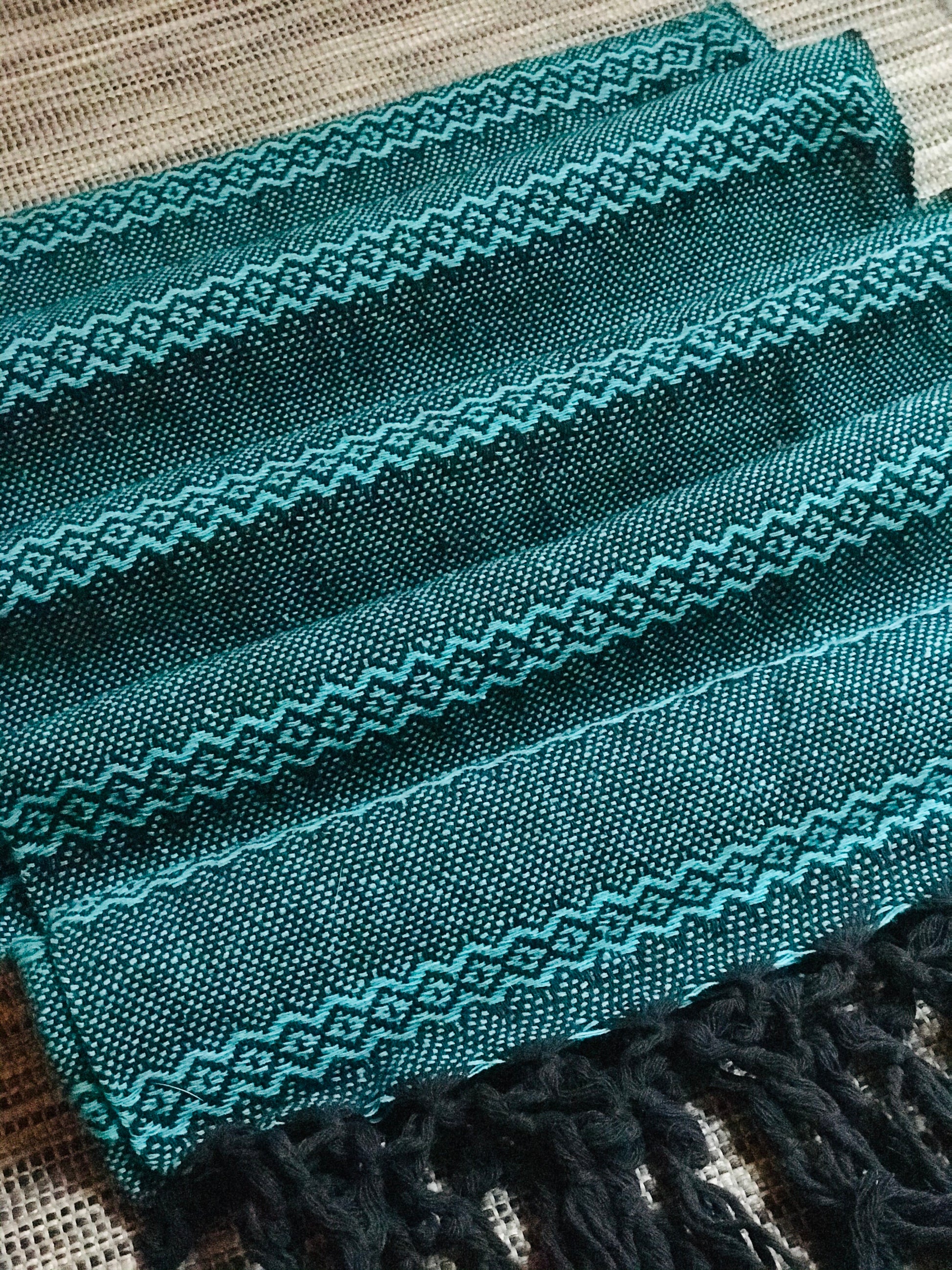 Mexican Rebozo Shawl - Deep Aqua - Lola My Love