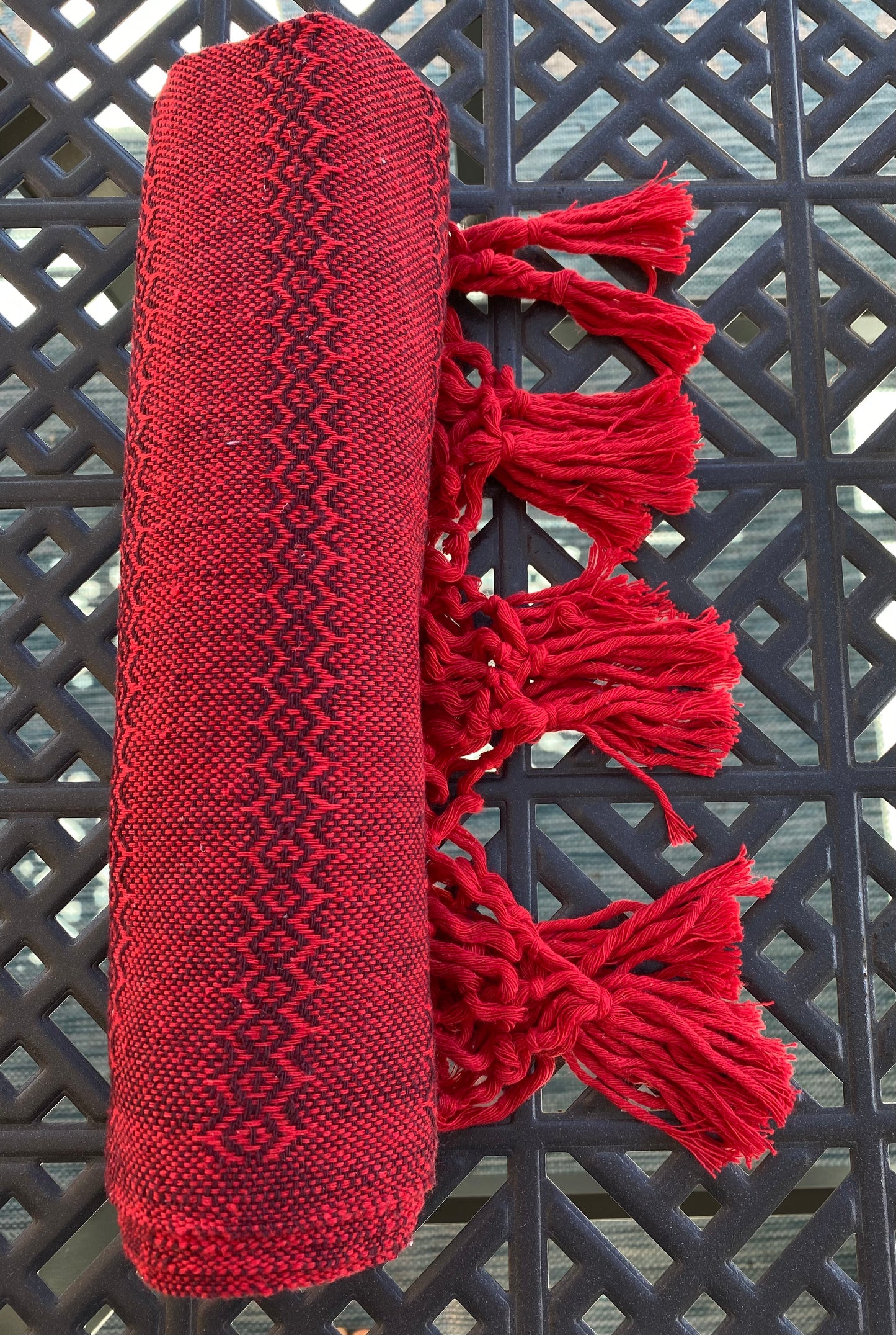 Châle et Porte-Bébé Rebozo en Coton Mexicain - Chocolat Rouge