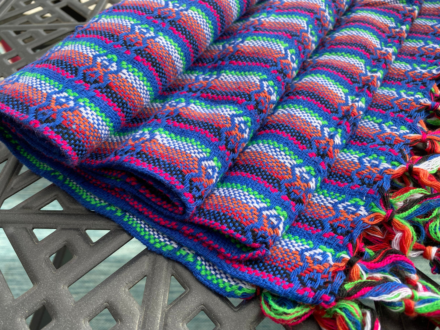 Mexican Cotton Rebozo & Baby Wrap - Lapis Rainbow
