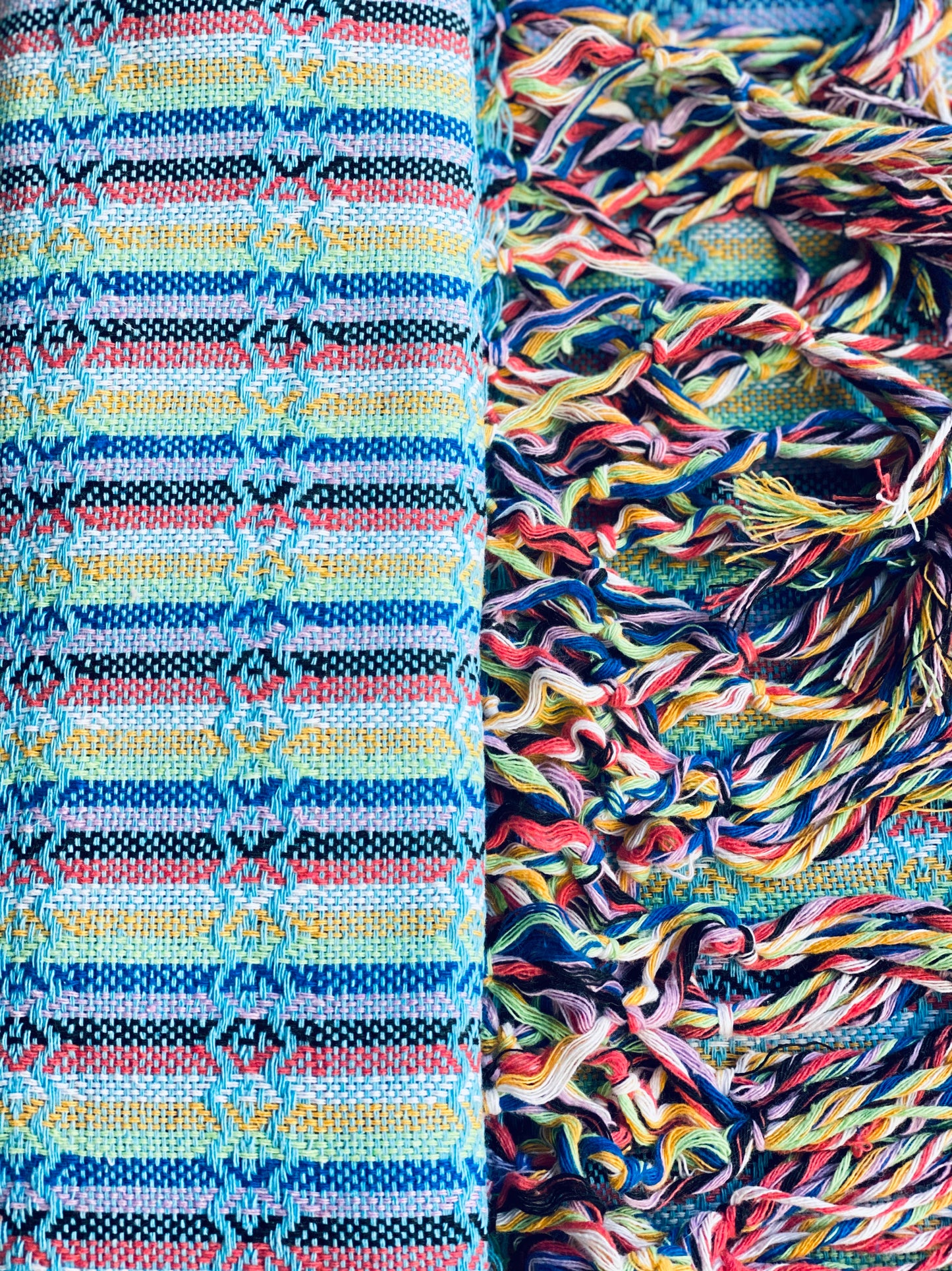 Mexican Rebozo Shawl - Arctic Blue Rainbow - Rebozo Shop Lola My Love