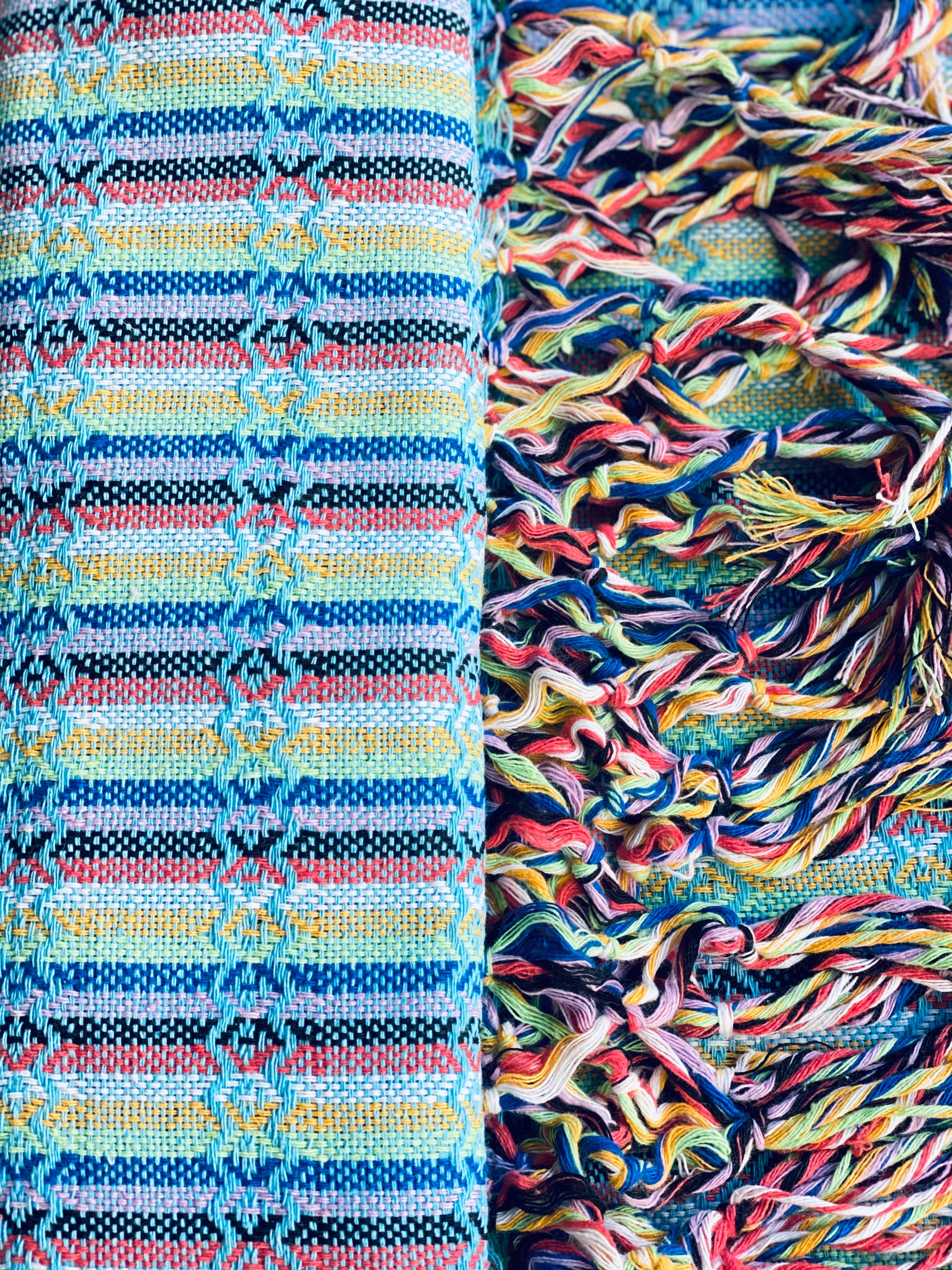 Mexican Rebozo Shawl - Arctic Blue Rainbow - Rebozo Shop Lola My Love