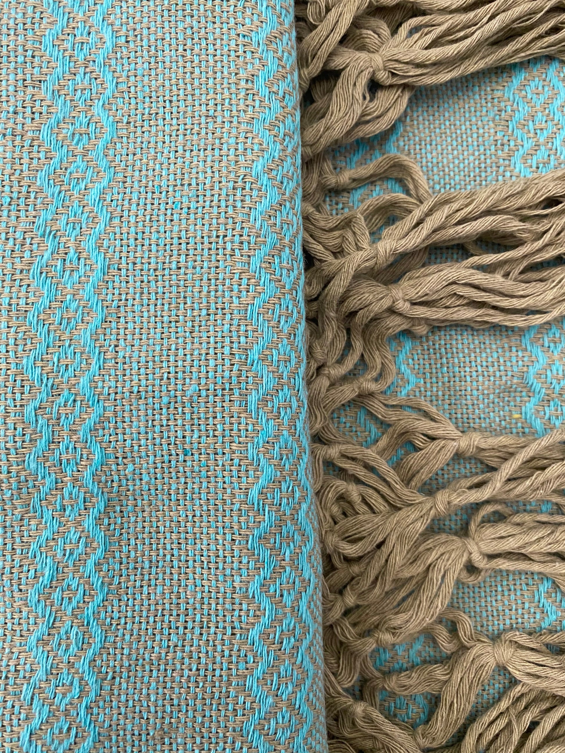 Mexican Rebozo Shawl - Aqua Gold - Rebozo Shop Lola My Love