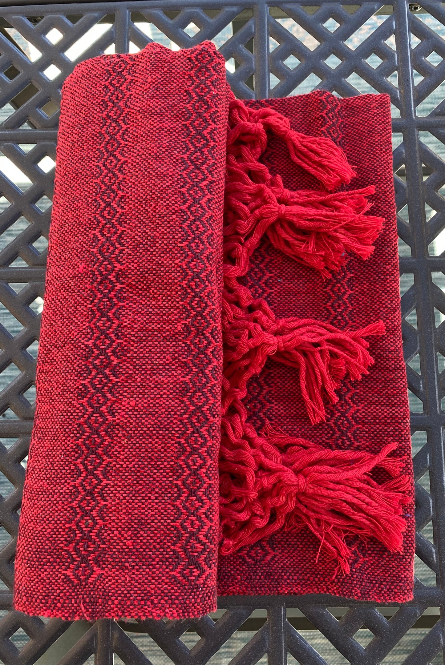 Châle et Porte-Bébé Rebozo en Coton Mexicain - Chocolat Rouge