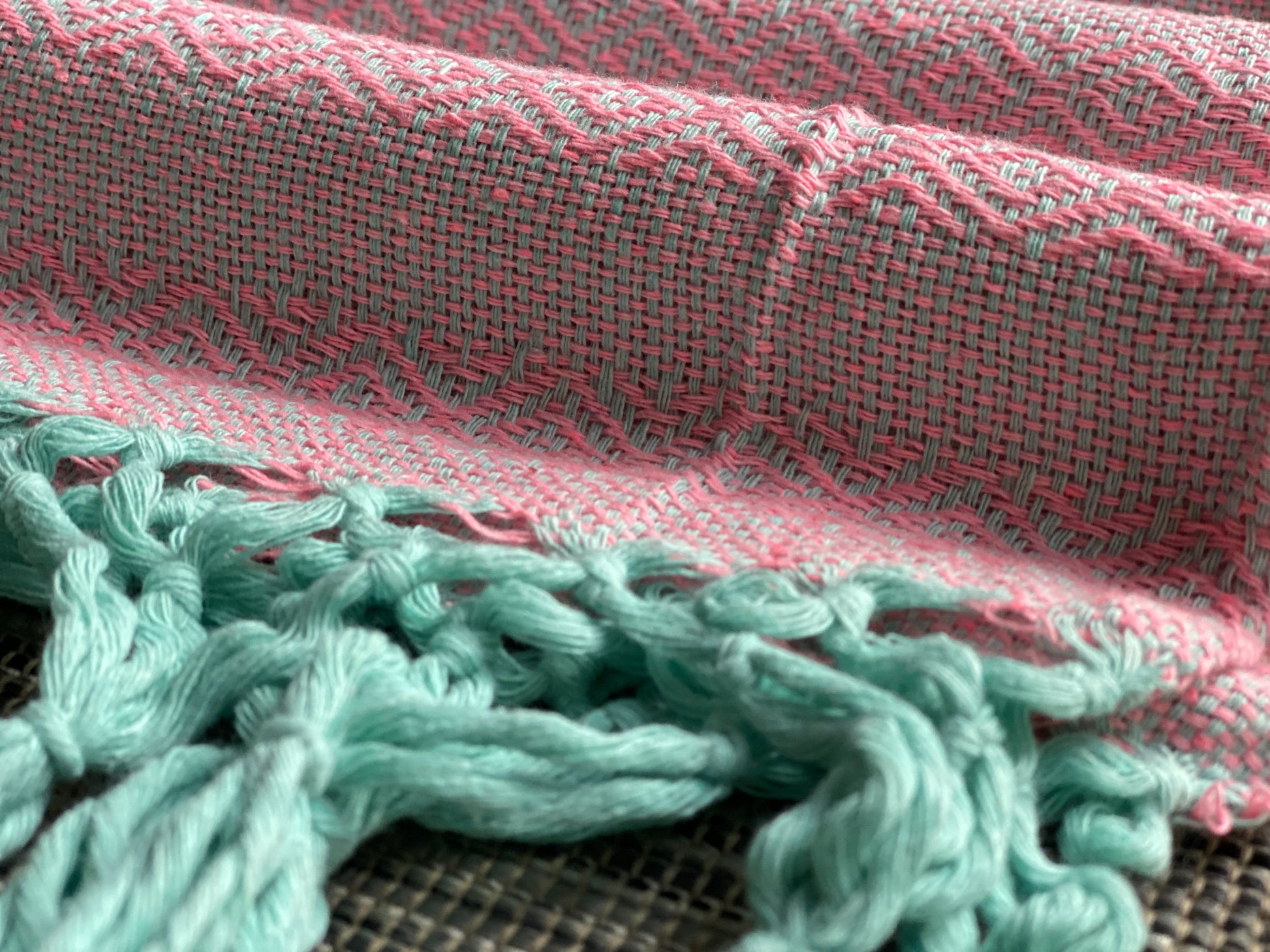 Mexican Rebozo Shawl - Aqua Pink - Rebozo Shop Lola My Love