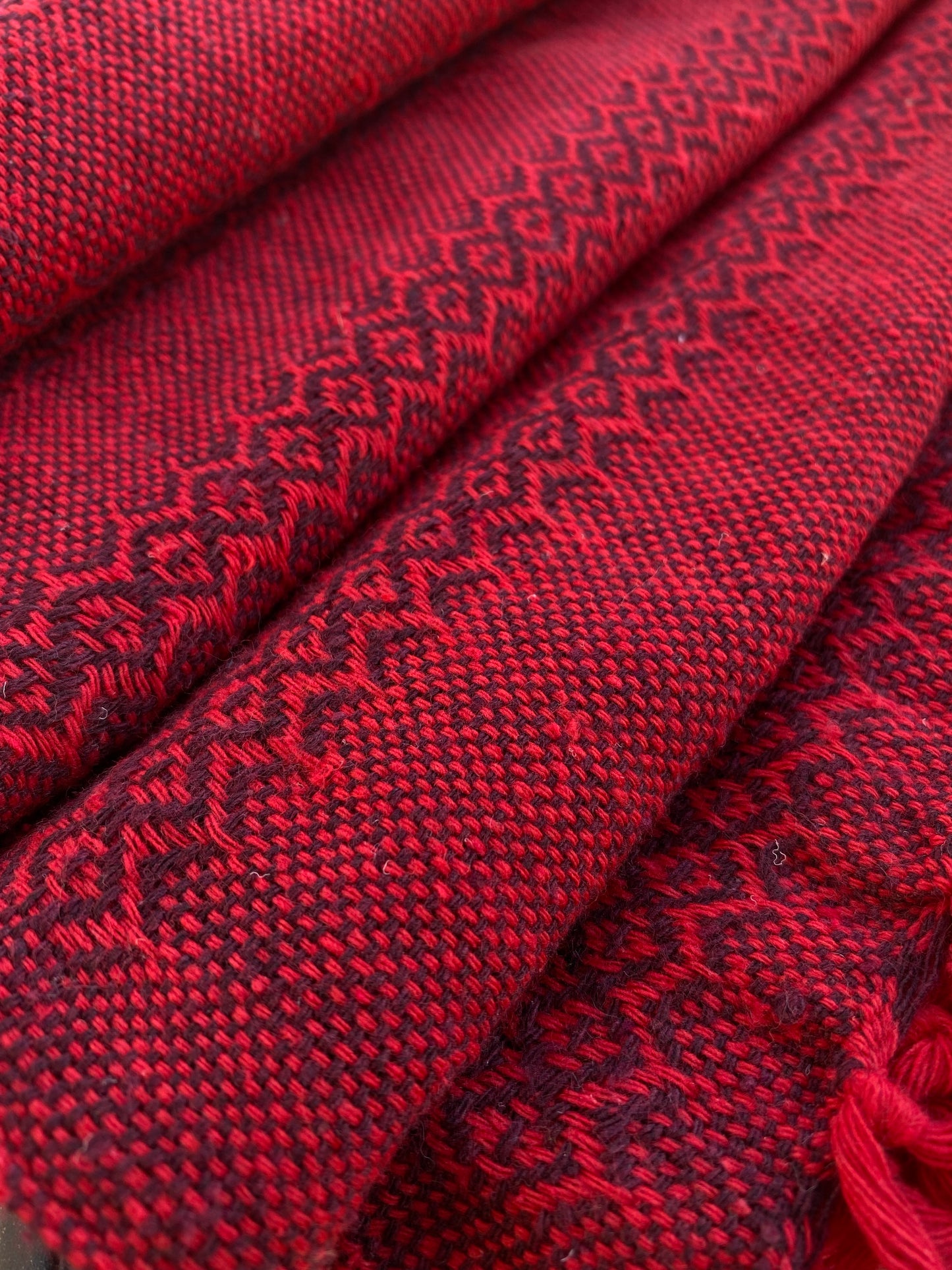 Châle et Porte-Bébé Rebozo en Coton Mexicain - Chocolat Rouge