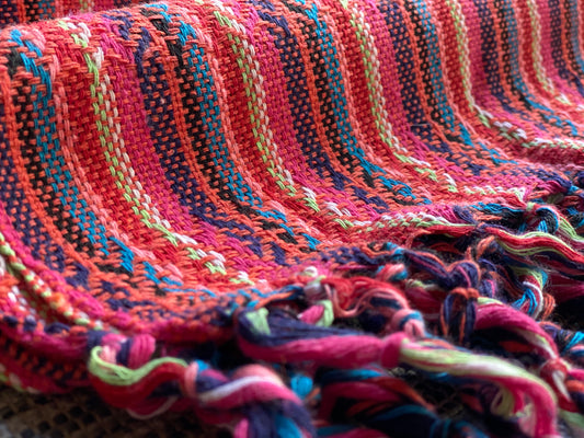 Mexican Rebozo Shawl - Coral Rainbow - Rebozo Shop Lola My Love