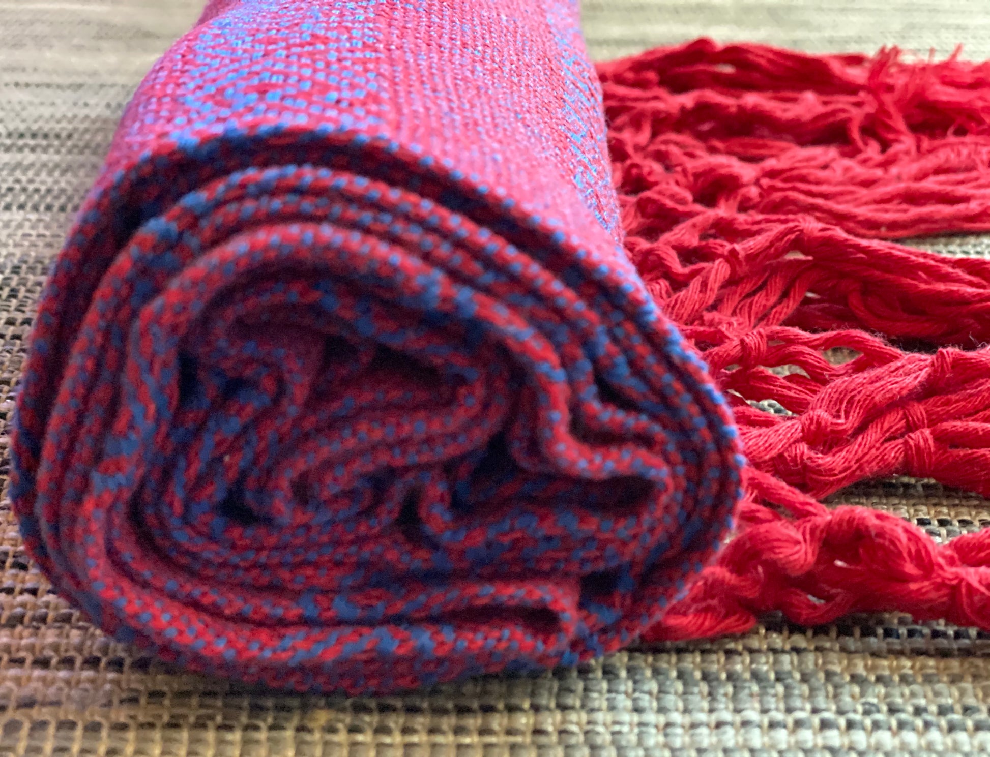Mexican Rebozo Shawl - Red & Blue - Rebozo Shop Lola My Love