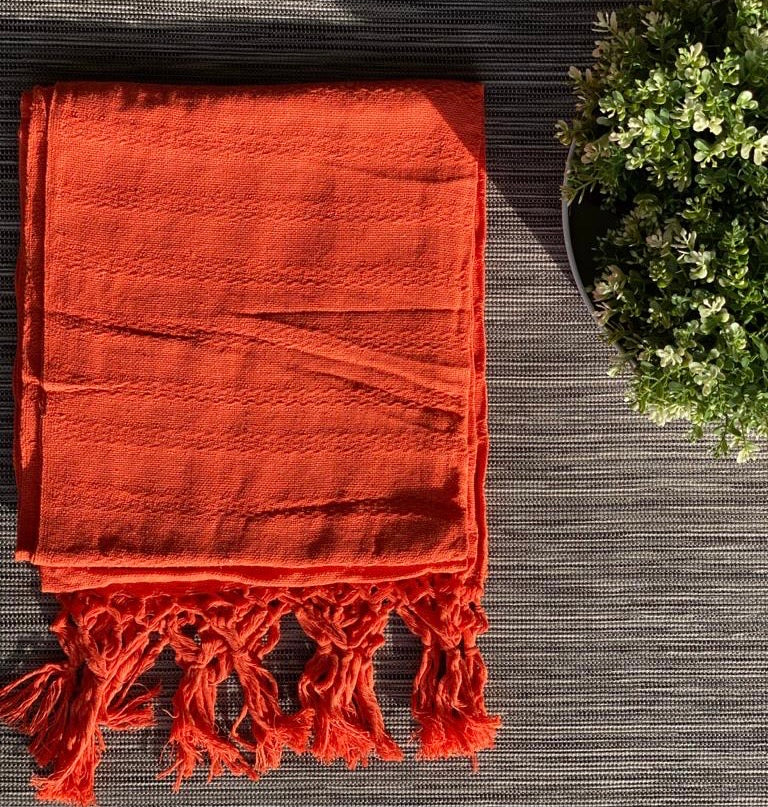 Mexican Rebozo Shawl - Orange Juicy - Lola My Love