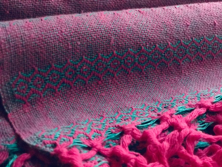 Bright and Colorful Mexican rebozo with multicolor weave